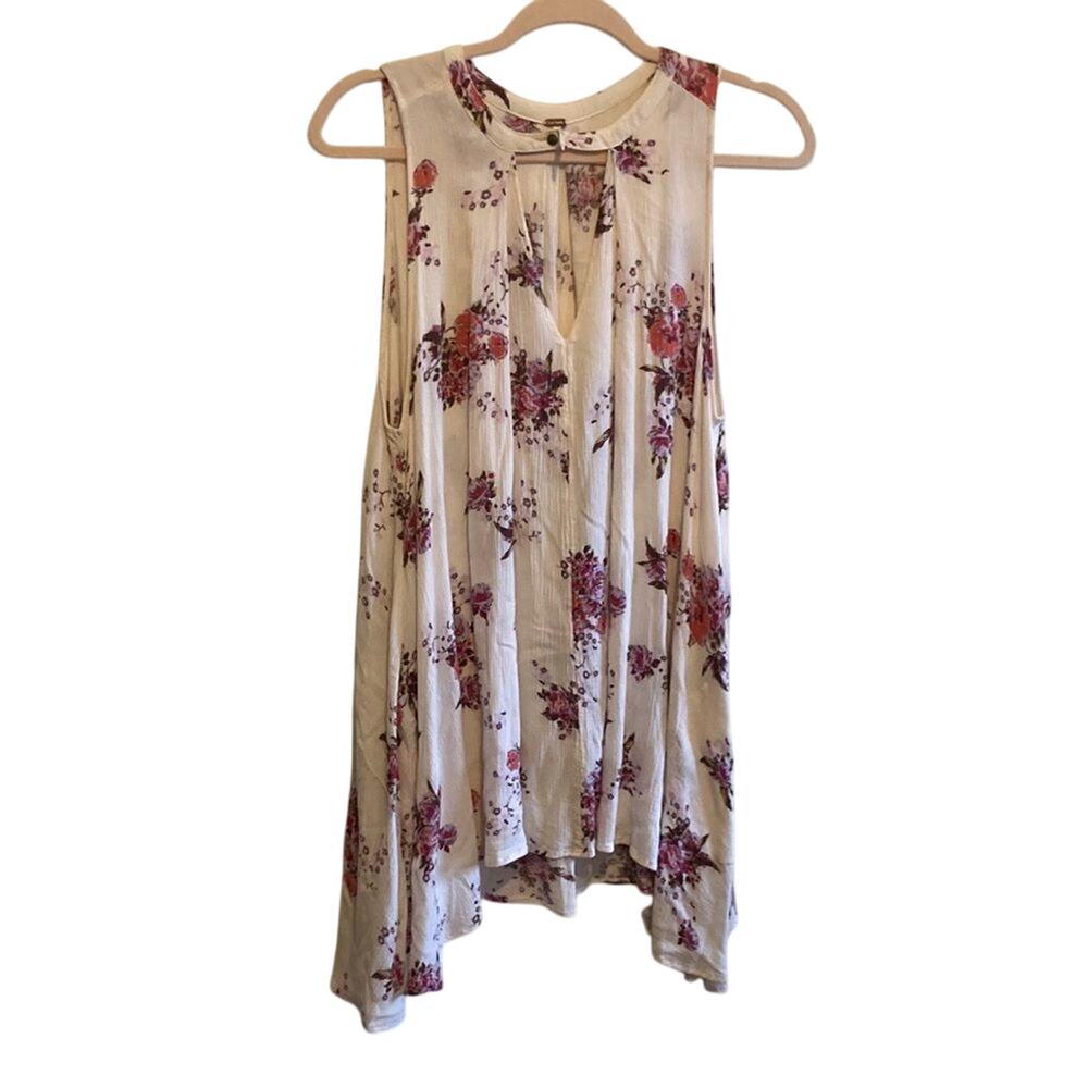 Free People Boho Western Bloomcore Tunic Floral Flowy Peephole Tank Dress SZ XS
